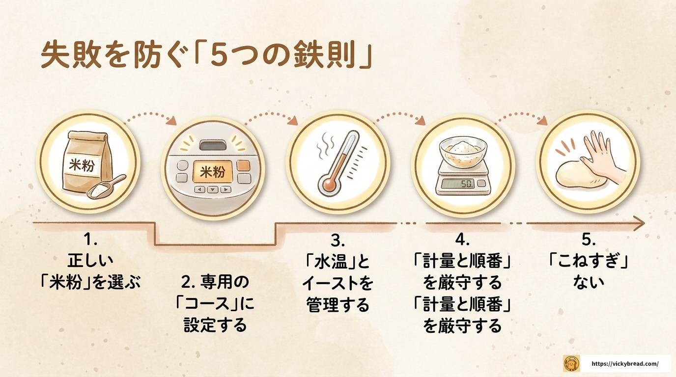 パナソニックホームベーカリーで米粉パンが失敗する原因と対策