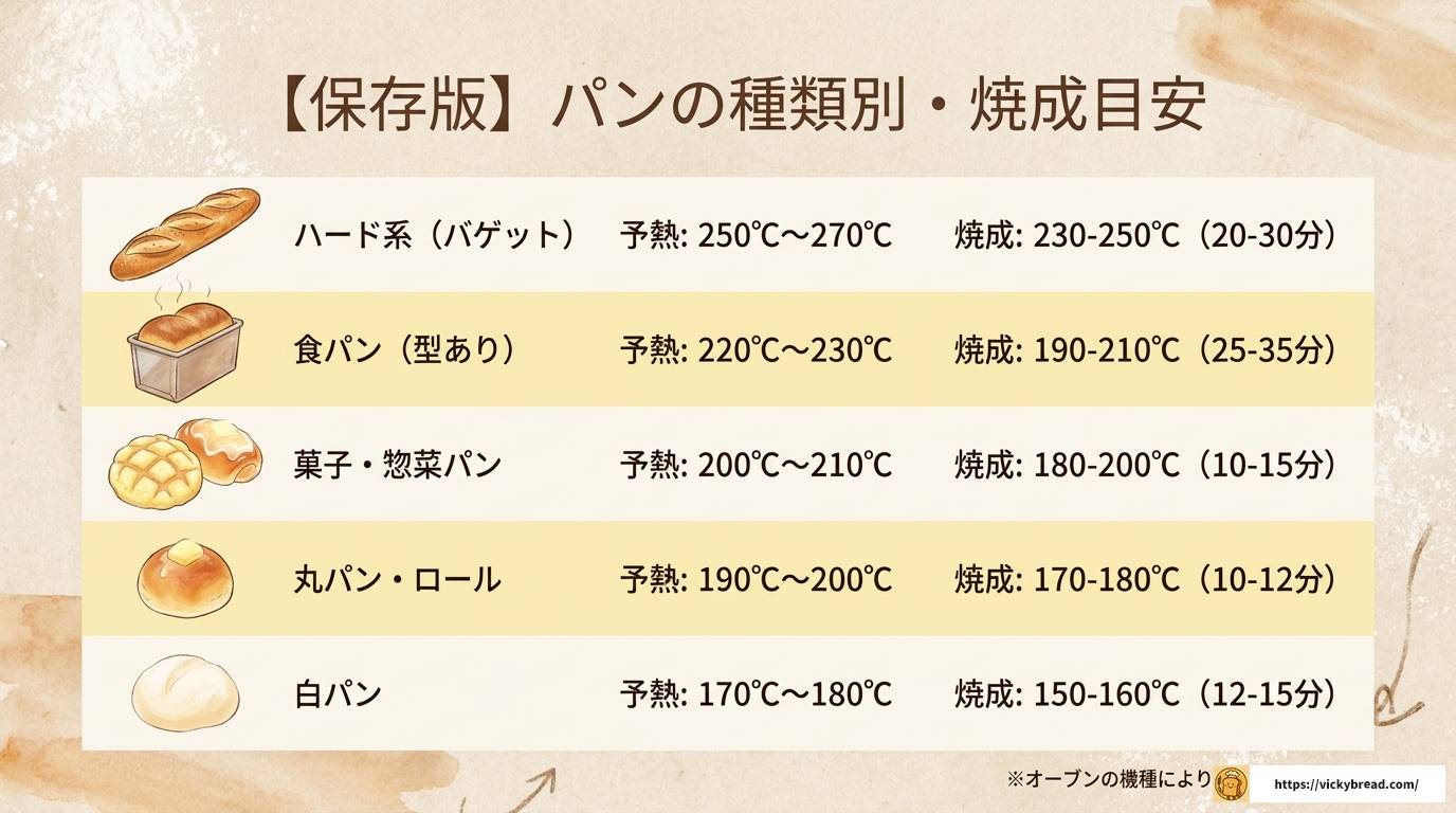 パンを焼くオーブン温度と時間の目安|失敗しないプロの焼成術