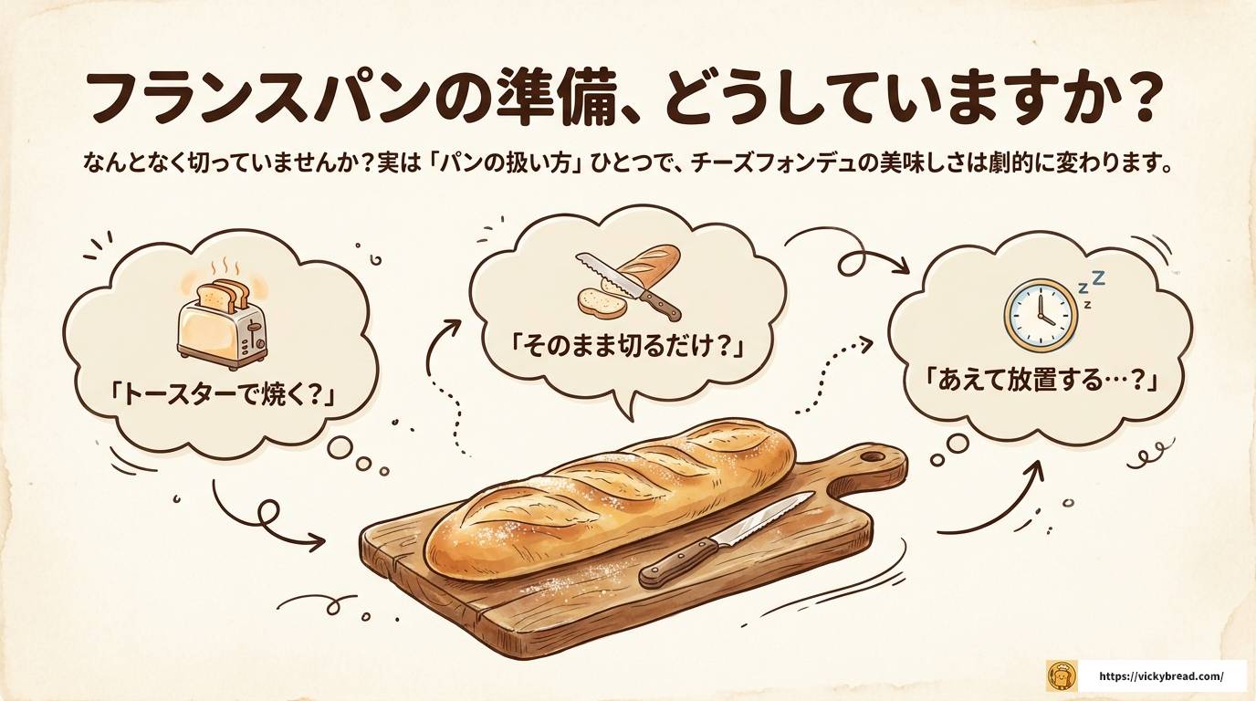 チーズフォンデュのフランスパンは焼く？そのまま？徹底解説