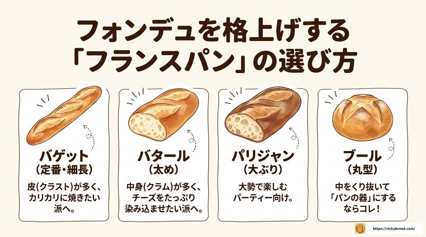 チーズフォンデュのフランスパンは焼く？そのまま？徹底解説