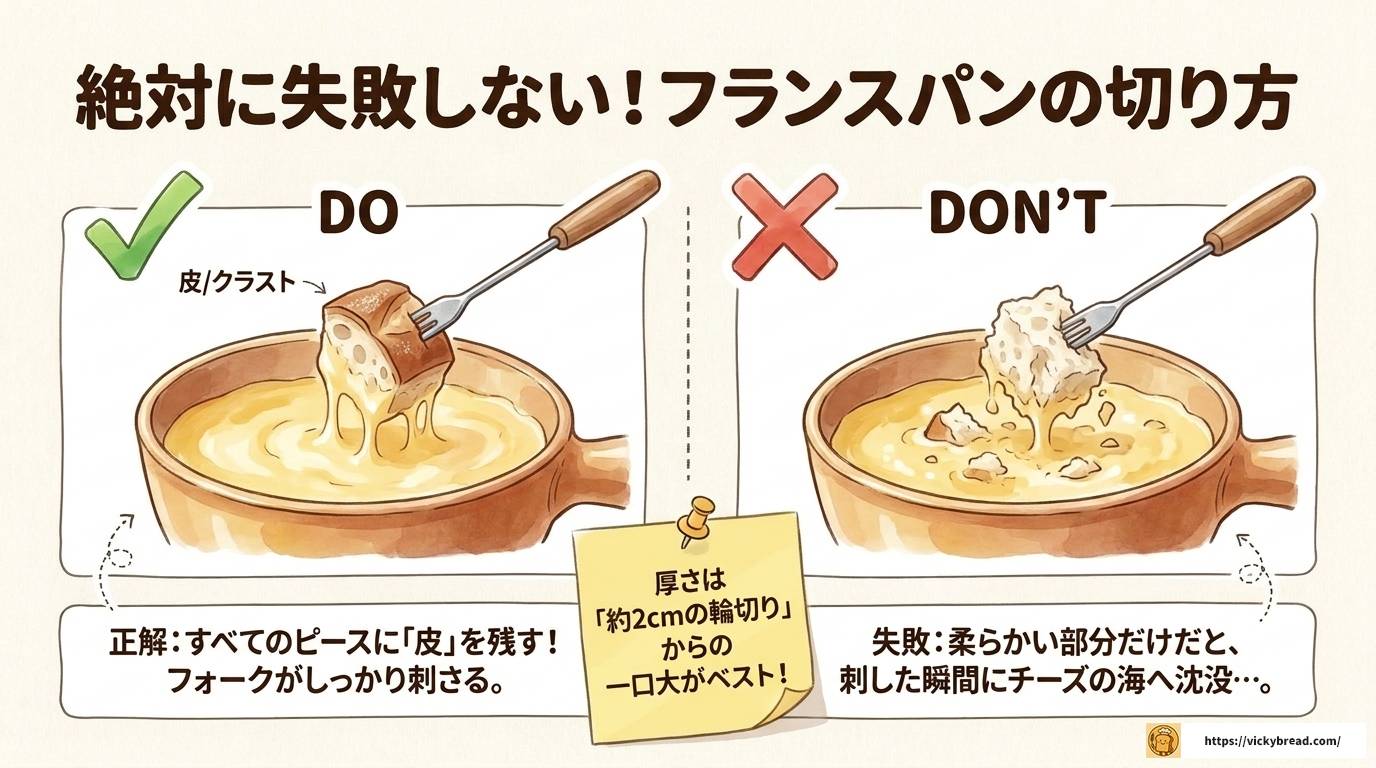 チーズフォンデュのフランスパンは焼く？そのまま？徹底解説