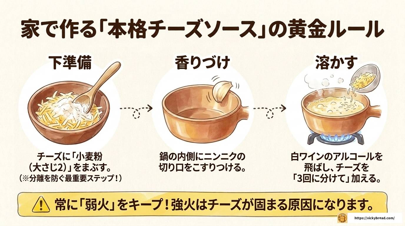 チーズフォンデュのフランスパンは焼く？そのまま？徹底解説
