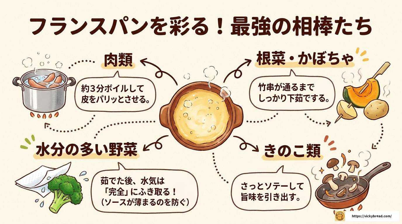 チーズフォンデュのフランスパンは焼く？そのまま？徹底解説
