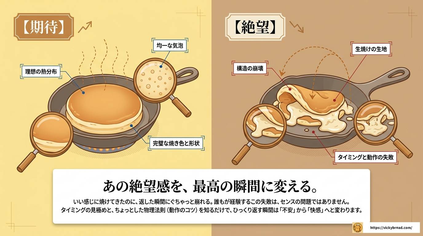 パンケーキをきれいにひっくり返すコツと失敗しない全手順