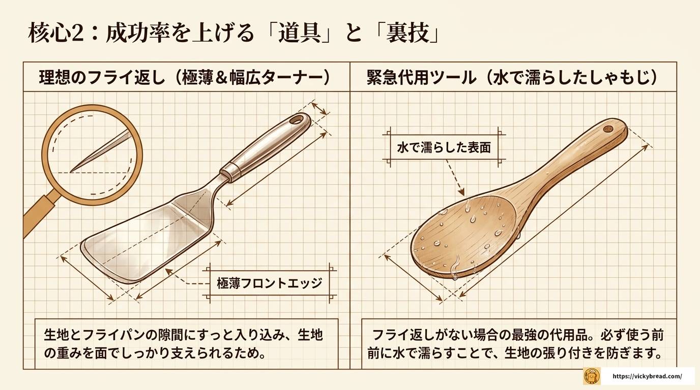 パンケーキをきれいにひっくり返すコツと失敗しない全手順