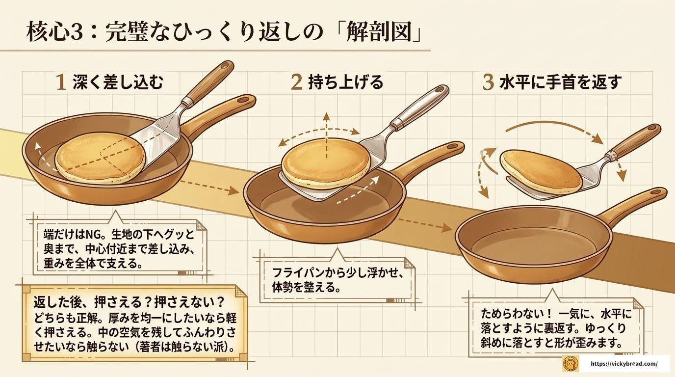 パンケーキをきれいにひっくり返すコツと失敗しない全手順