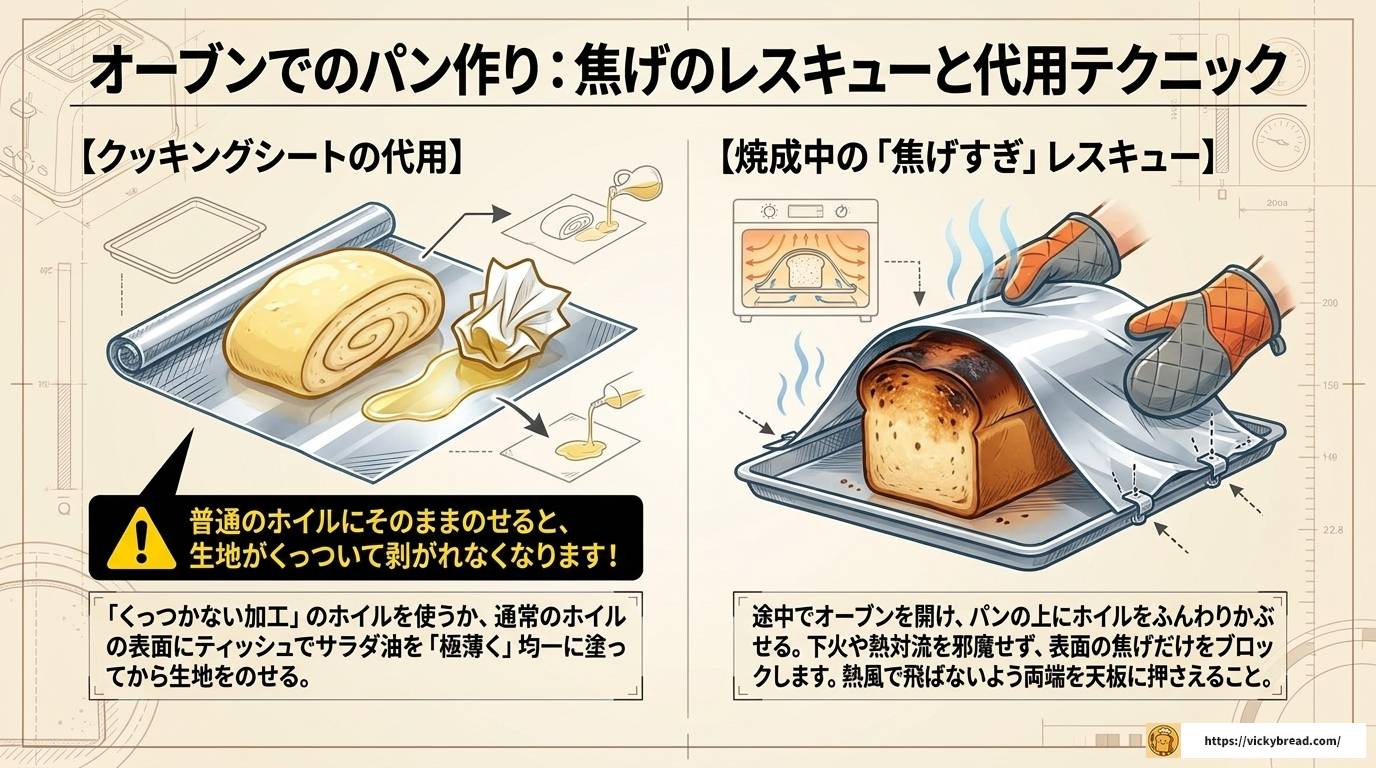 パンを焼く時のアルミホイル活用術！焦げ防止から冷凍保存まで