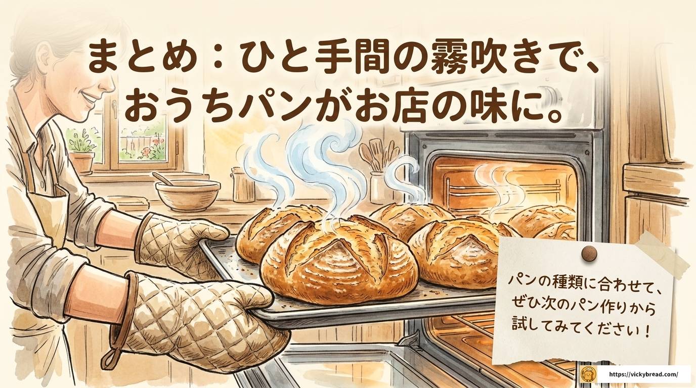 パン焼く前の霧吹きの効果とは?膨らみ・食感アップの秘訣を解説